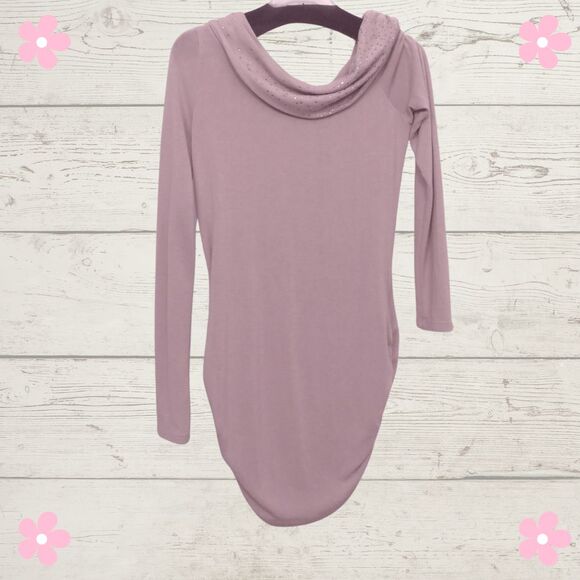 Mauve Pullover Knit Sweater with Cowl Neck and Sparkles Sz 8, Women Party Wear - Picture 2 of 9